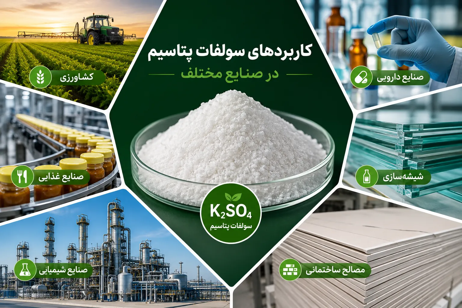 کاربردهای سولفات پتاسیم در صنایع مختلف